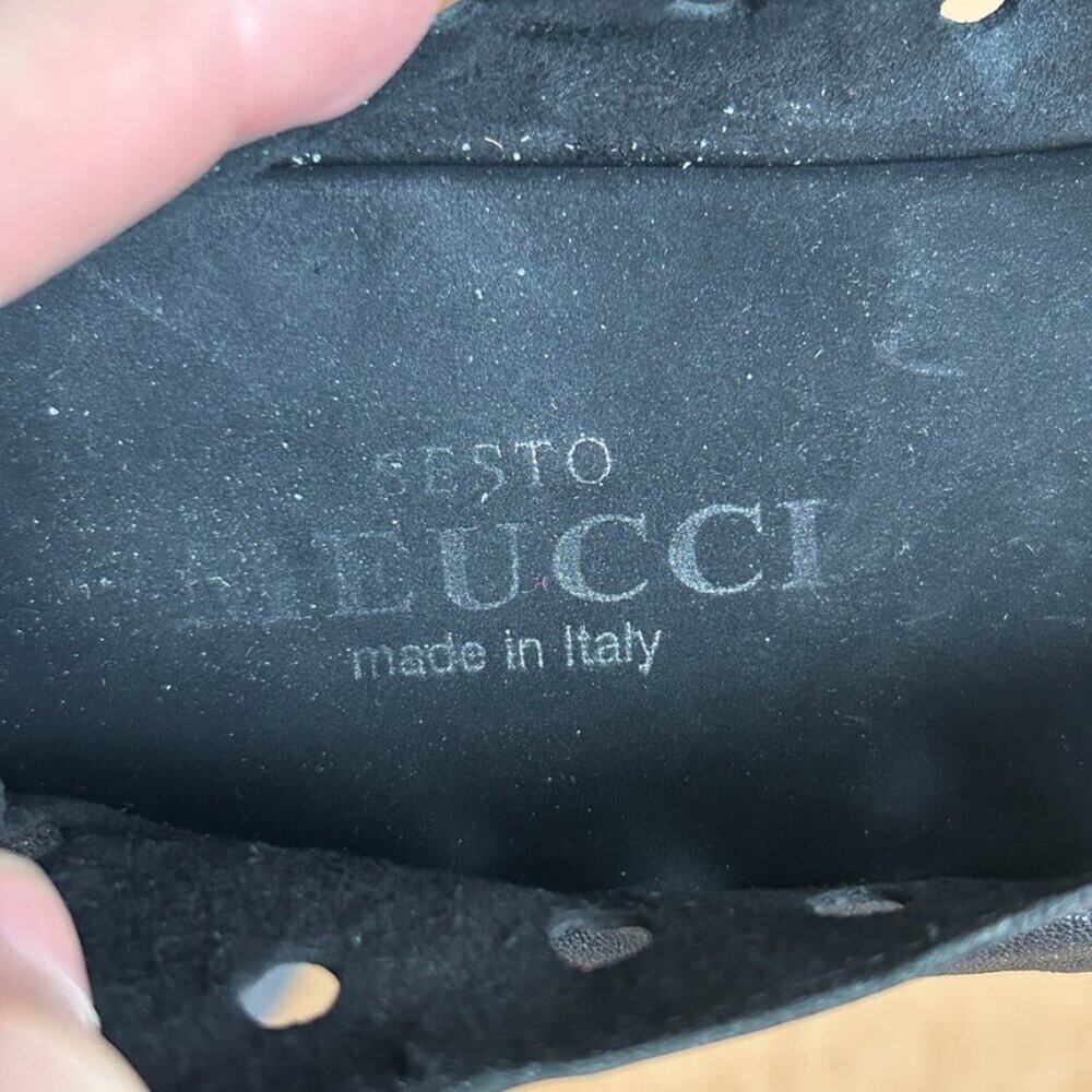 Sesto Meucci Black Sandals Soft Leather Perforated Comfort Wedge Italy Women 38 - Picture 8 of 10